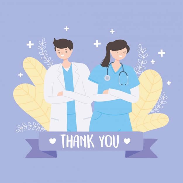 Premium Vector | Thank you doctors and nurses, physician and female ...