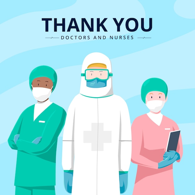 Free Vector | Thank you doctors and nurses