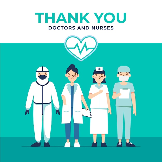 Thank you doctors and nurses | Free Vector