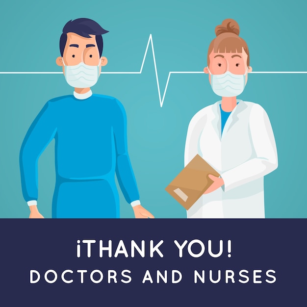 Thank you doctors and nurses | Free Vector