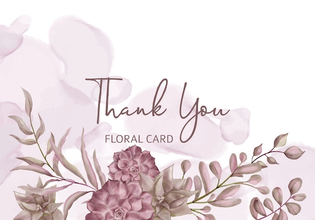 Premium Vector | Thank You Floral Card Template