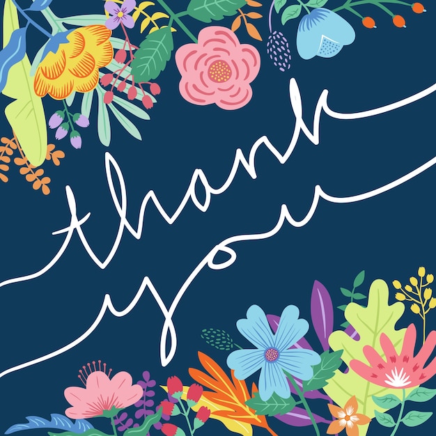 Premium Vector | Thank you floral vintage style