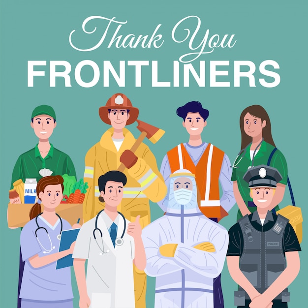 Download Free Thank You Frontliners Concept Various Occupations People Wearing Use our free logo maker to create a logo and build your brand. Put your logo on business cards, promotional products, or your website for brand visibility.