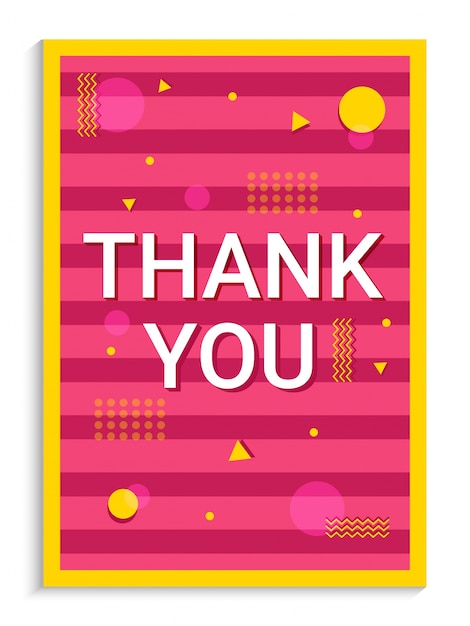 Premium Vector | Thank you greeting card design on pink background with ...