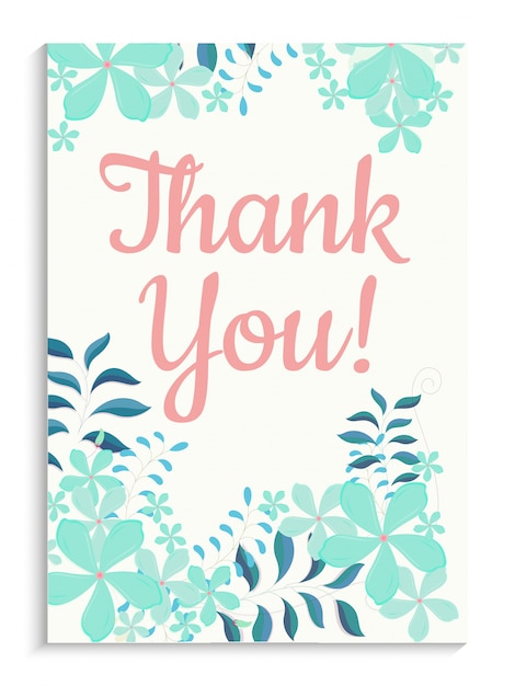 Premium Vector | Thank you greeting card design with colorful flowers.