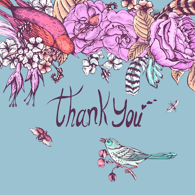 Premium Vector | Thank you hand drawn vector greeting card