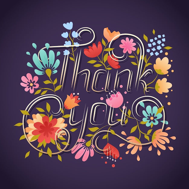 Premium Vector | Thank you lettering greeting card