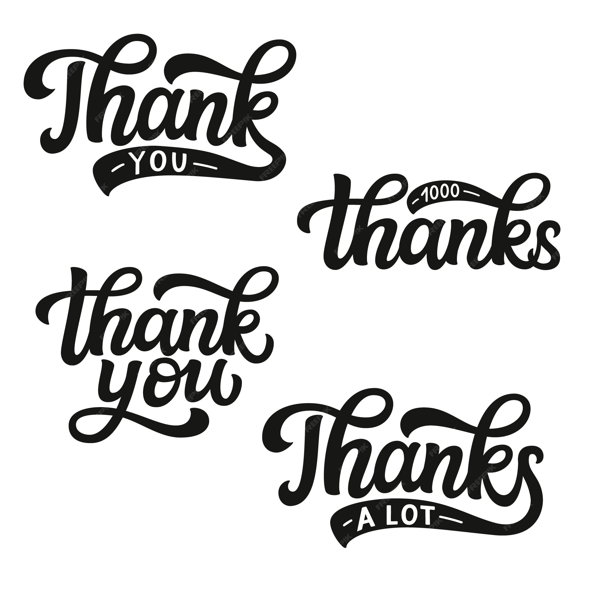 Premium Vector | Thank you lettering set