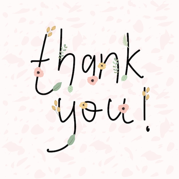 Premium Vector | Thank you lettering with beautiful floral