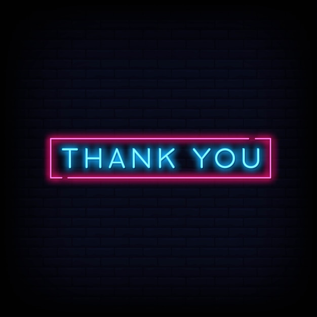 Premium Vector | Thank you neon text sign. light banner poster.