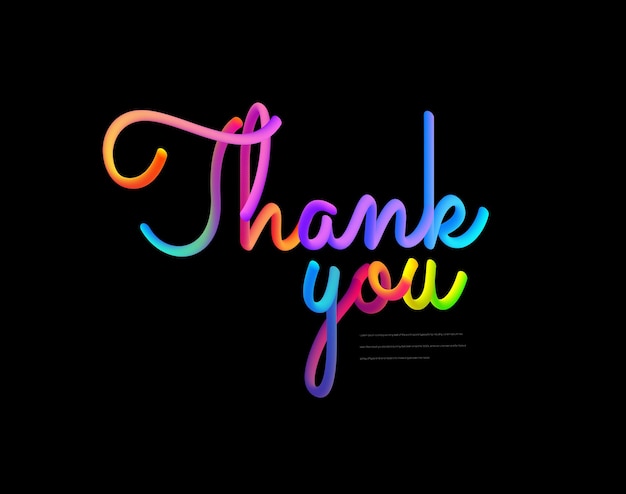 Premium Vector | Thank you text design with colorful line wave