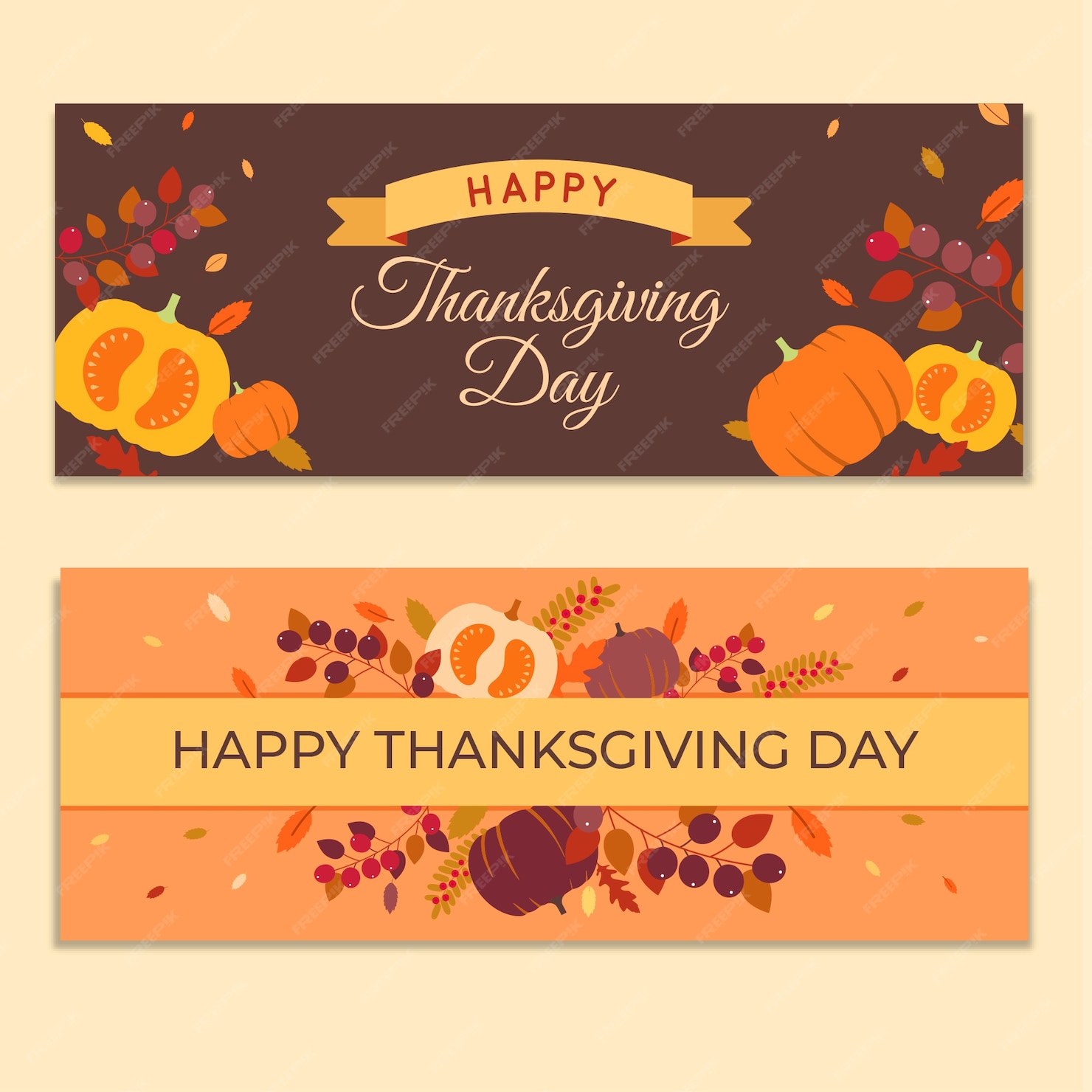 Free Vector Thanksgiving banners in flat design