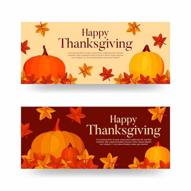 Free Vector | Thanksgiving banners in flat design