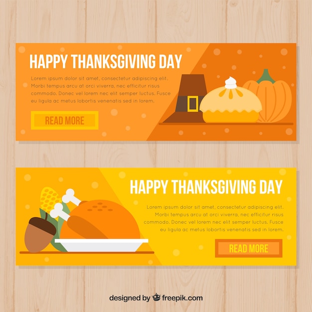 Thanksgiving banners in flat design