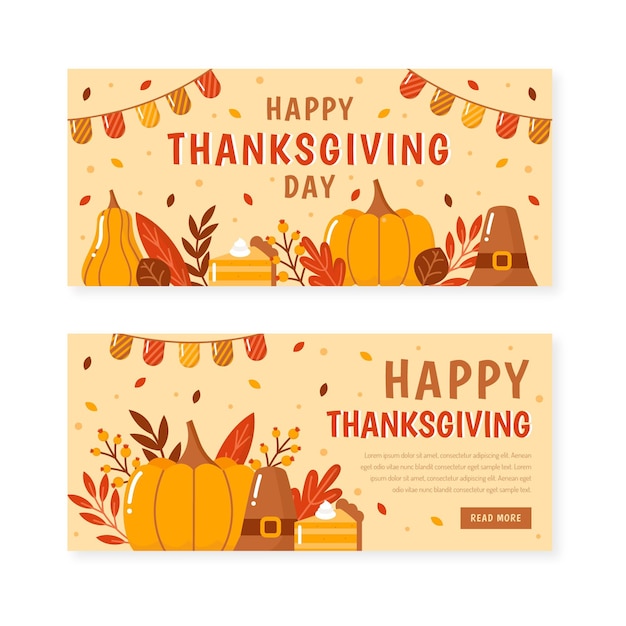 Free Vector | Thanksgiving banners