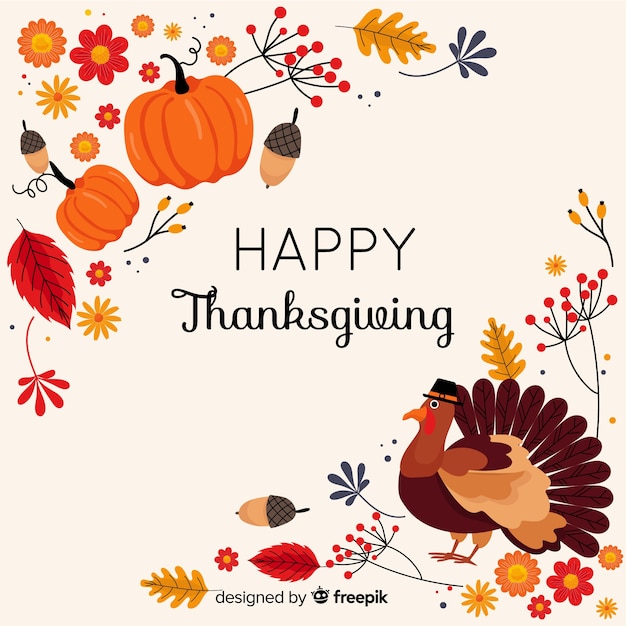 Free Vector | Thanksgiving concept with flat design background