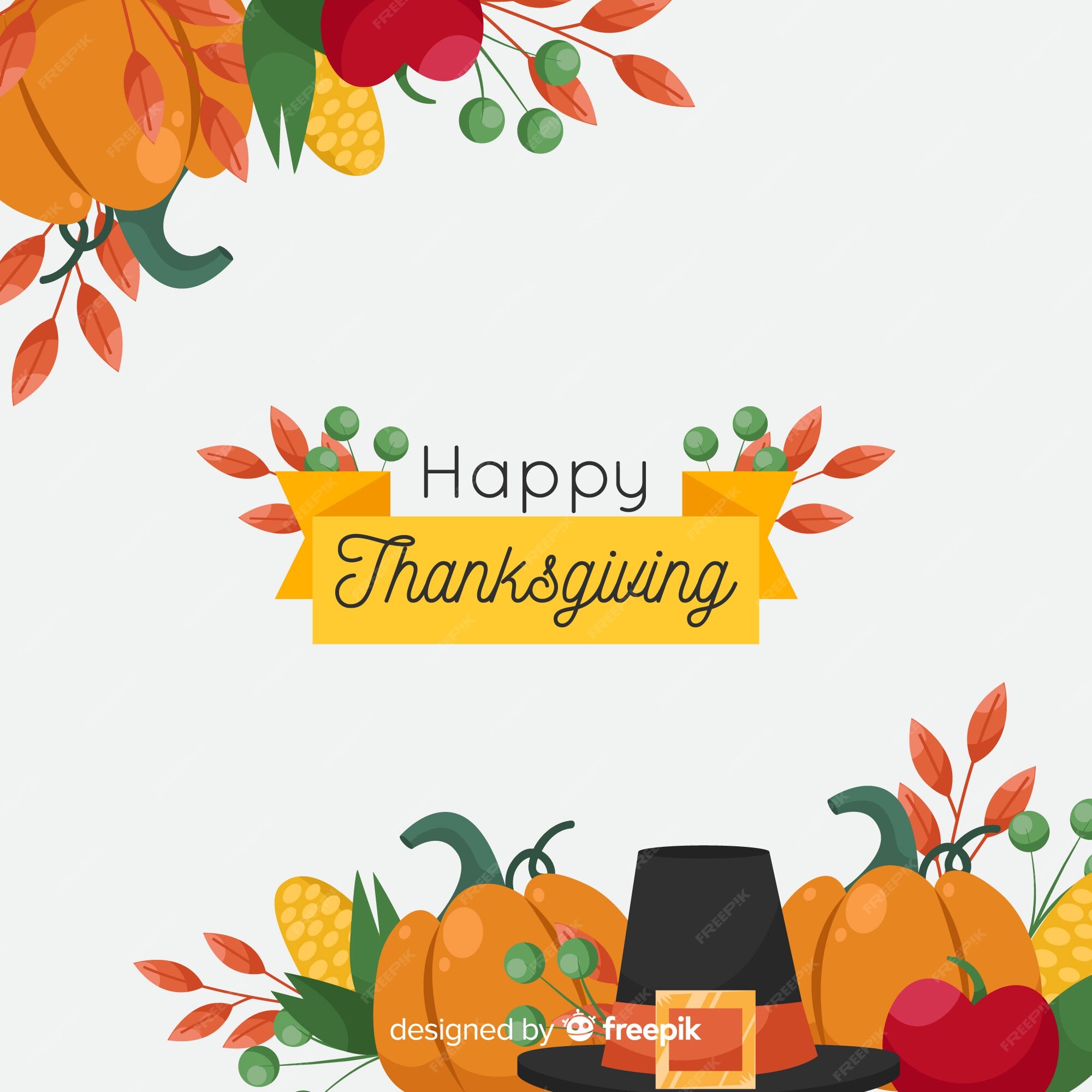 Thanksgiving Background In Flat Design