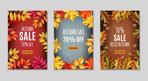 Thanksgiving Day Banner Or Tag Set With Autumn Sale Descriptions