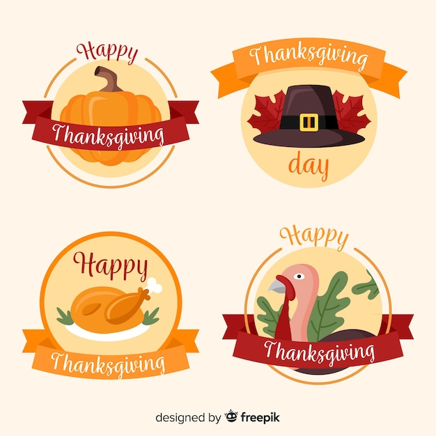 Thanksgiving day label collection | Free Vector