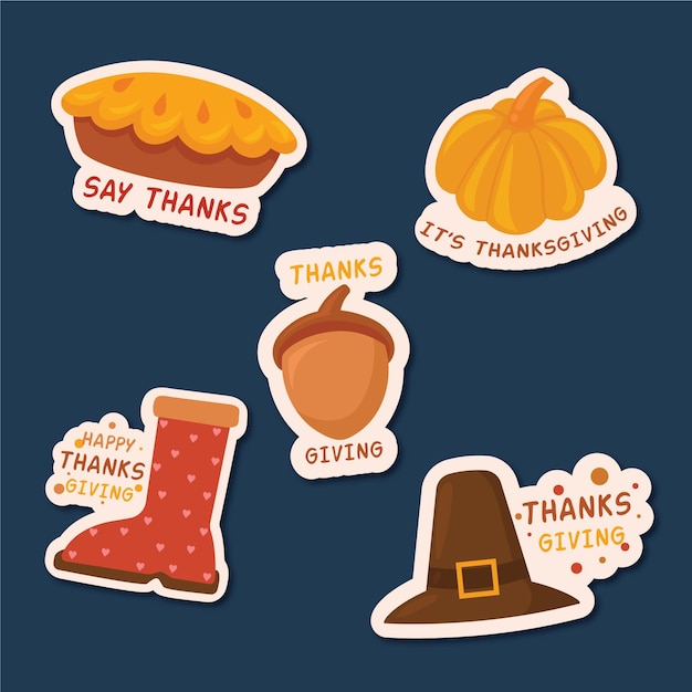 Free Vector | Thanksgiving day labels theme