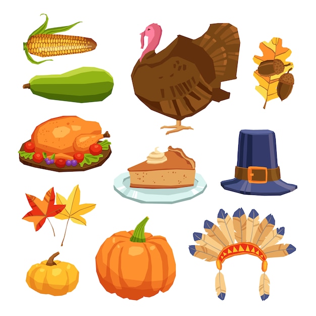 Thanksgiving day set Vector | Free Download