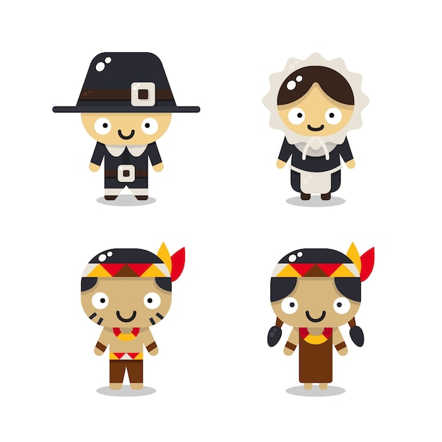 Premium Vector | Thanksgiving history character