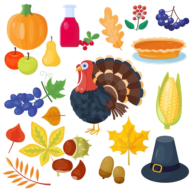 Premium Vector | Thanksgiving icons vector set