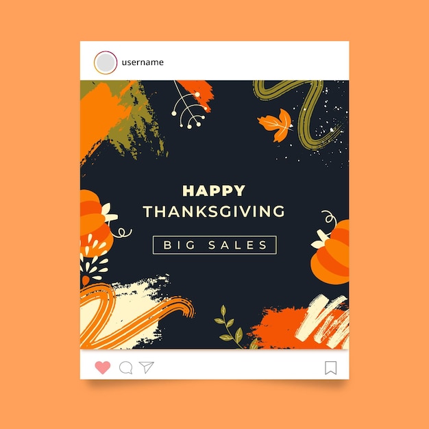 Free Vector Thanksgiving Instagram Post Template