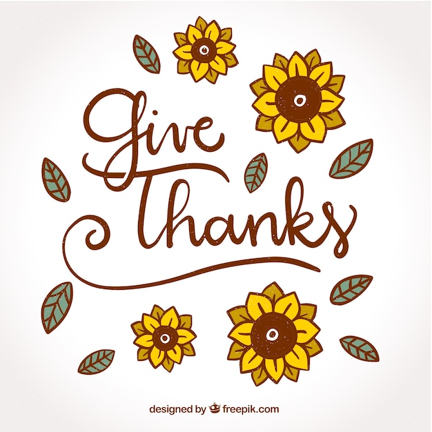 Thanksgiving lettering design with\
sunflowers