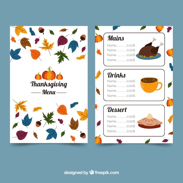 Editable Thanksgiving Menu Template