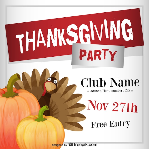 Free Vector Thanksgiving party flyer template