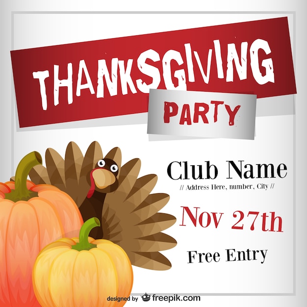 free-vector-thanksgiving-party-flyer-template