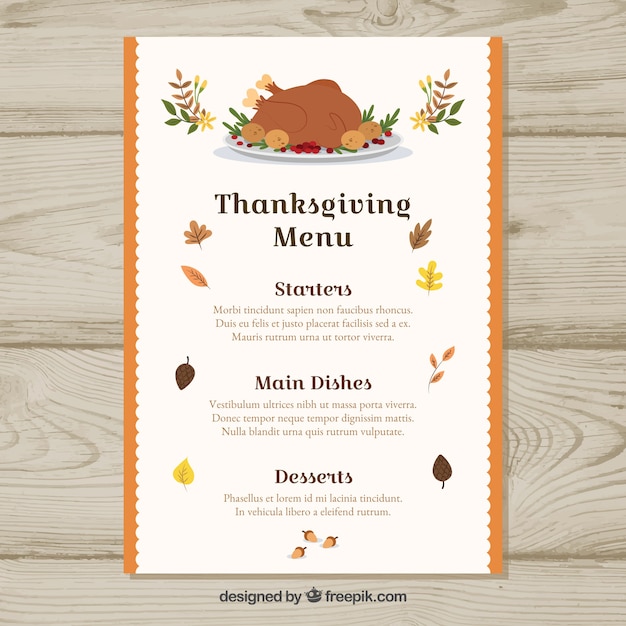Thanksgiving retro menu Vector | Free Download