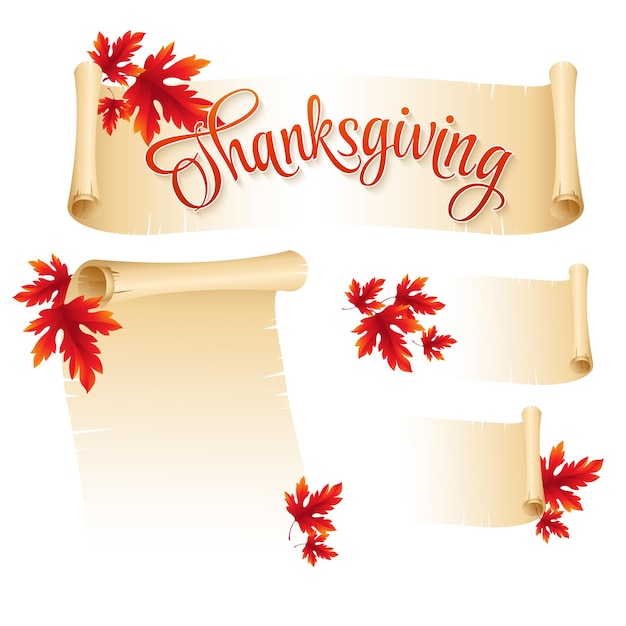 Download Free Vector | Thanksgiving scroll banner with autumn leaves