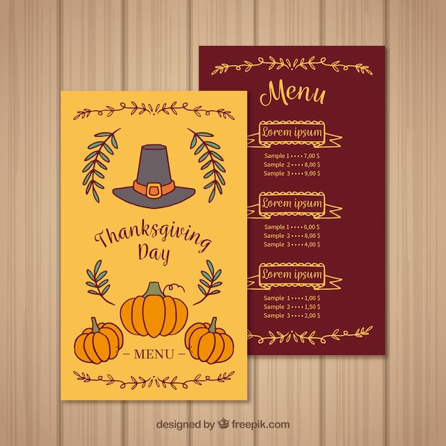 Thanksgiving vintage menu