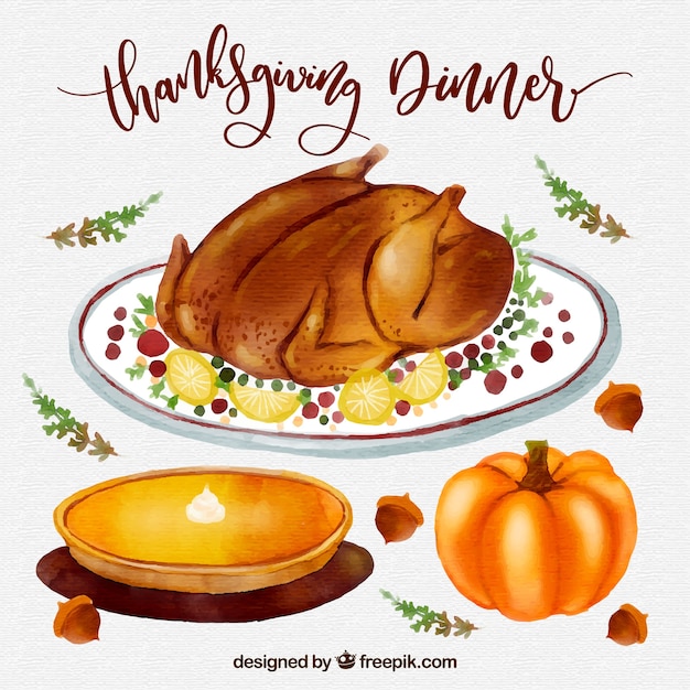 Thanksgiving watercolor food set