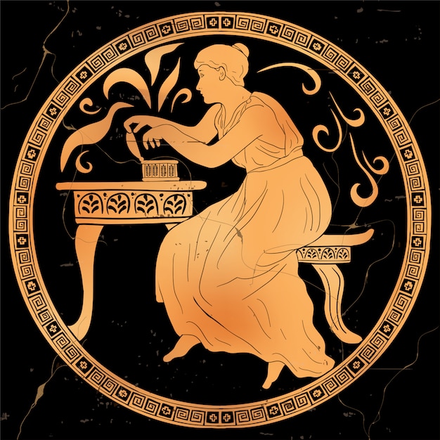 古代ギリシャの女神パンドラは箱を開けて悪の力を解放します 古い神話のプロット プレミアムベクター