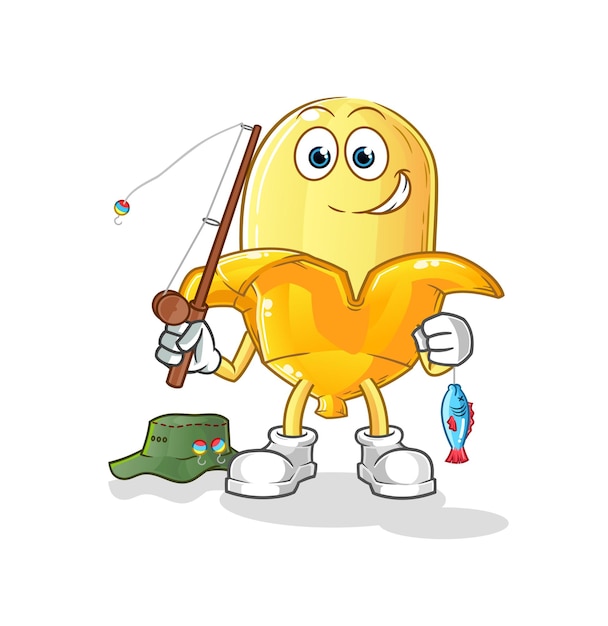 バナナの漁師のイラスト キャラクター プレミアムベクター