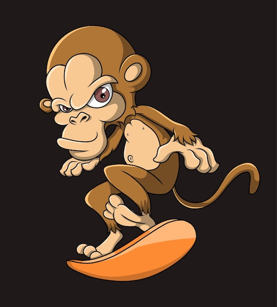 かっこいい猿がボードを遊んでいます プレミアムベクター