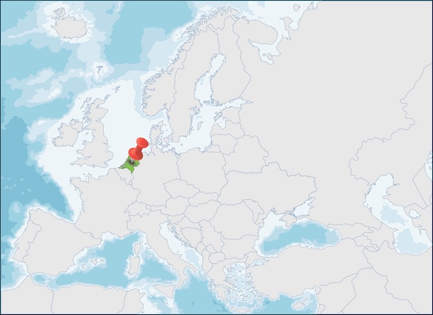 ヨーロッパ地図上のオランダの場所 プレミアムベクター