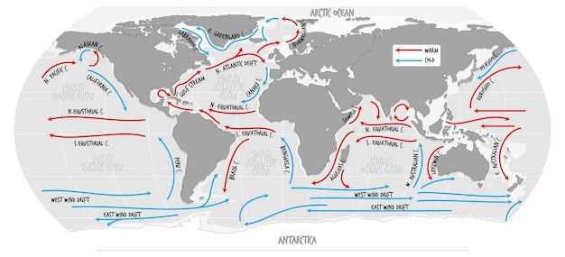 名前の付いた海流世界地図 無料のベクター