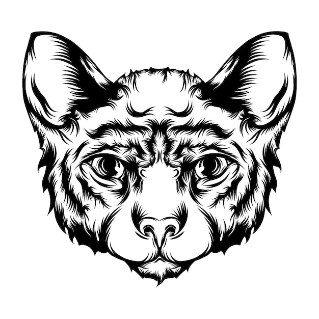 かわいい顔の猫イラストのタトゥーアニメーション プレミアムベクター