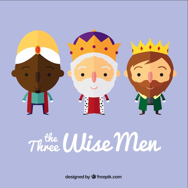 The three wise men in cartoon style