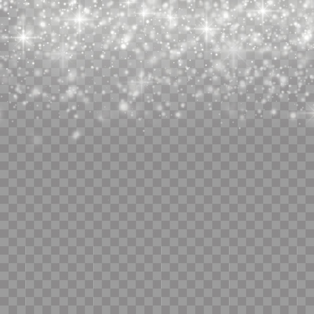 白いほこりの火花と特別な光 クリスマスの輝きの光の効果 透明な背景 輝きライト 輝き イラストに分離された輝く魔法のほこり粒子で星の輝き プレミアムベクター