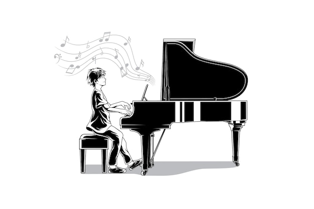 素晴らしいピアニストのイラスト プレミアムベクター