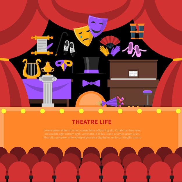 Theatre life concept background | Free Vector