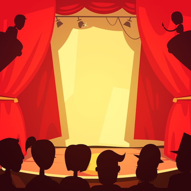 Free Vector | Theatre stage and public cartoon illustration