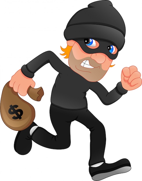 Premium Vector | Thief carrying bag of money with a dollar sign