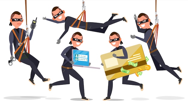 Thief, hacker man Premium Vector
