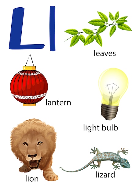 Things that start with the letter L Vector | Free Download